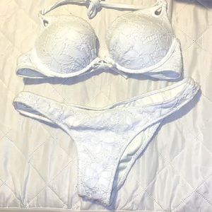 Floral extreme push-up bikini 36 C gently used with cheeky bottoms.